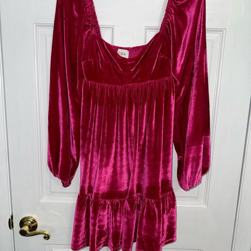 Hot Pink Velvet dress